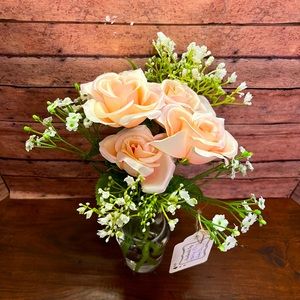 NEW!! 1/2 a Dozen Silk Pink Roses in Lifelike Water